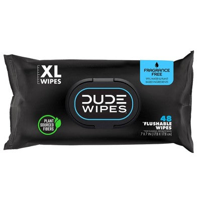 DUDE Wipes Fragrance Free Flushable Wipes for Sensitive Skin - 144ct