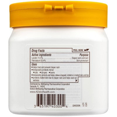 A+D Baby Diaper Rash Ointment, Baby Protectant with Vitamins A and D