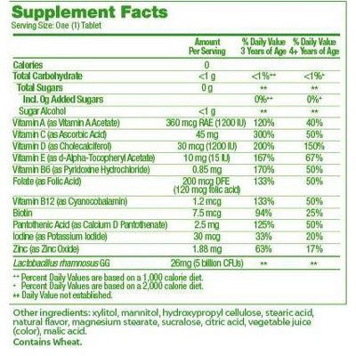 Culturelle Kids Daily Probiotic Plus Multivitamin Vegan Chewable for Oral Health, Digestive and Immune Support - Fruit Punch - 30ct