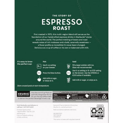 Starbucks Espresso Roast Coffee Pods - 22ct: Keurig Compatible, Arabica Beans, Caramel Flavor