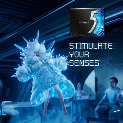 5 Gum Sugar-Free Peppermint Cobalt Chewing Gum - 15ct/6pk