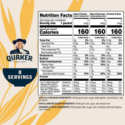 Quaker Fruit & Cream Instant Oatmeal Variety - 8ct/9.8oz