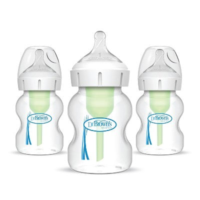 Dr. Brown's 5oz Anti-Colic Options+ Wide-Neck Baby Bottle with Level 1 Slow Flow Nipple - 3pk - 0m+