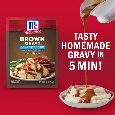 McCormick 30% Less Sodium Brown Gravy Mix - 0.87oz: No Added MSG, No Artificial Flavors