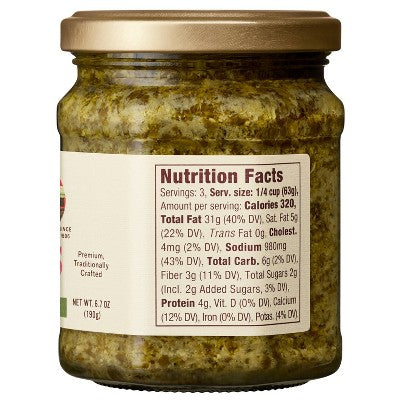 Rao's Homemade Basil Pesto Sauce Premium Quality Flavorful Pasta Sauce and Spread - 6.7 oz