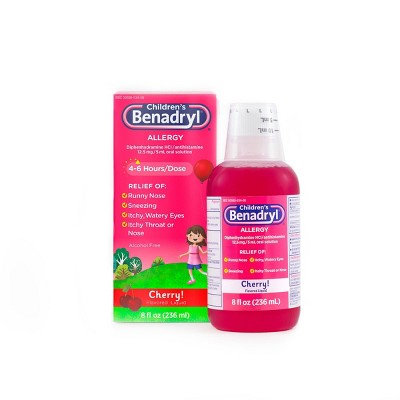 Children's Benadryl Diphenhydramine Allergy Relief Liquid - Cherry Flavor - 8 fl oz