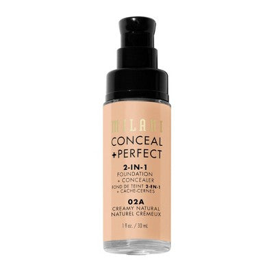 Milani Conceal + Perfect 2-in-1 Foundation + Concealer - 02A Creamy Natural - 1 fl oz
