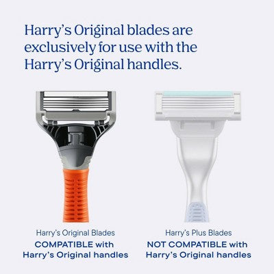 Harry's Original Razor Handle for Men with 2 Razor Blade Cartridges - Chrome: 5 Blades, Manual, Reusable, Face Use