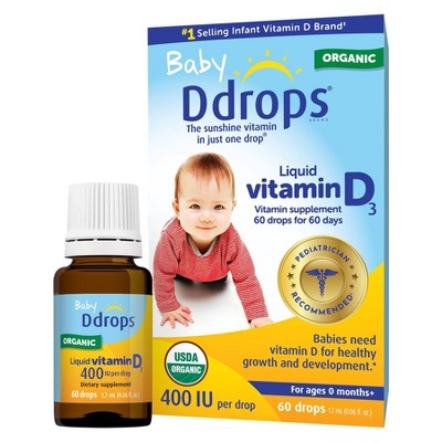 Ddrops Baby Vitamin D 400 IU Organic Liquid Drops - 0.06 fl oz