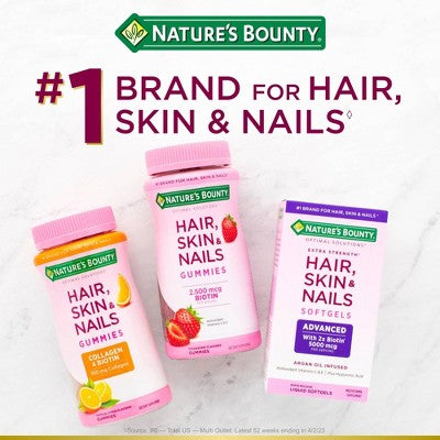 Nature's Bounty Optimal Solutions Hair, Skin & Nail Gummies with Biotin & Collagen - Orange - 80ct