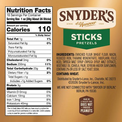 Snyder's of Hanover Pretzel Sticks Family Size - 16oz