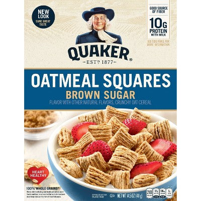 Quaker Oatmeal Squares Brown Sugar Breakfast Cereal - 14.5oz: 100% Whole Grain, No Artificial Colors