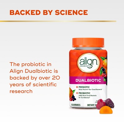 Align DualBiotic Prebiotic & Probiotic Daily Supplement Gummies - Natural Fruit  - 60ct