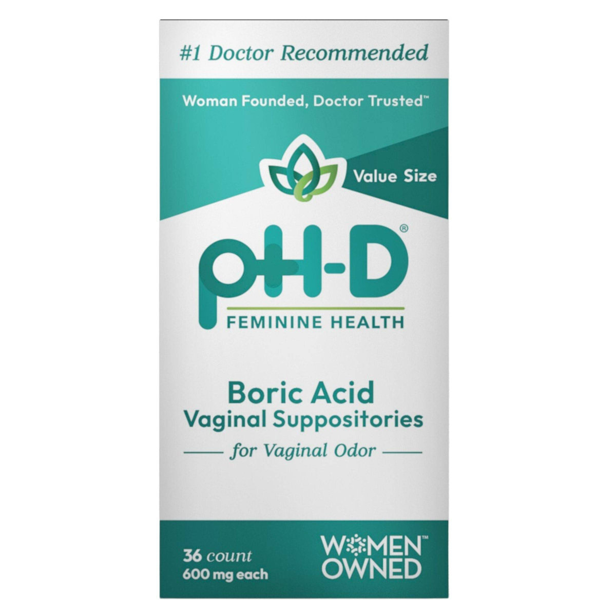pH-D Feminine Health Boric Acid Vaginal Suppositories - 36ct