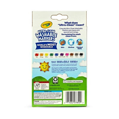 Crayola 10ct Ultra Clean Washable Fine Line Markers, Classic Colors, Classroom Must Haves for Teachers, School Supplies, Ages 3+