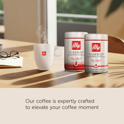 Illy Classico Medium Roast Whole Bean Coffee - 8.8oz: Arabica Beans, Italian Variety