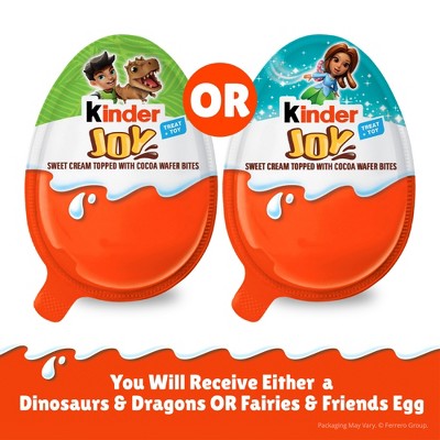 Kinder Joy Sweet Cream Topped with Cocoa Wafer Bites Milk Chocolate Treat + Toy Candy - 0.7oz
