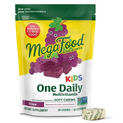 MegaFood Kids Multivitamin with Vitamin C & Vitamin E Soft Chews - Vegetarian - Grape - 30ct