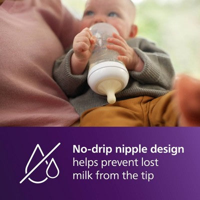 Avent Philips Natural Baby Bottle with Natural Response Nipple - Whales - 9oz/3pk