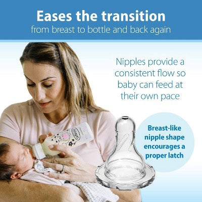 Dr. Brown's Flow Baby Bottle Narrow Nipple -Transition Level T - 6pk: BPA-Free Silicone Teats for Preemie