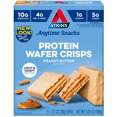 Atkins Peanut Butter Whey Protein Wafer Crisp Protein Bars - 10g Protein - 5ct