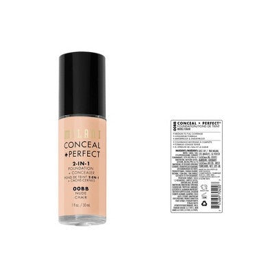 Milani Conceal + Perfect 2-in-1 Foundation + Concealer - 00BB Nude - 1 fl oz