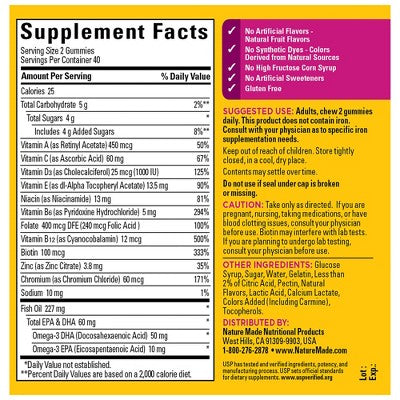 Nature Made Women Multivitamin Gummies Plus Omega 3, USP Verified - Strawberry, Lemon, & Orange - 80ct