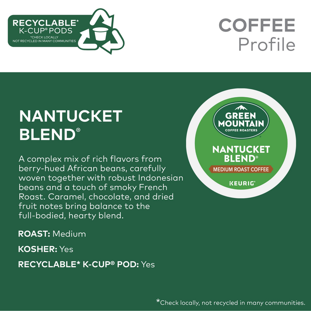 Green Mountain Nantucket Blend Keurig K-Cup Medium Roast Coffee Pods - 10ct