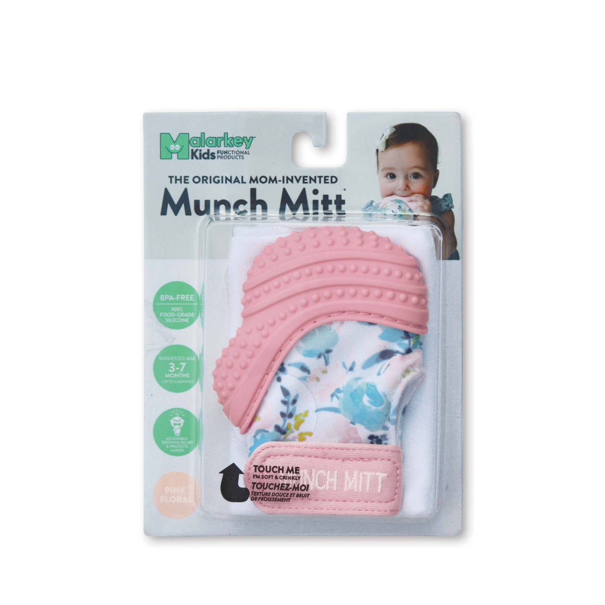 Malarkey Kids Munch Mitt Teether, Pink Floral