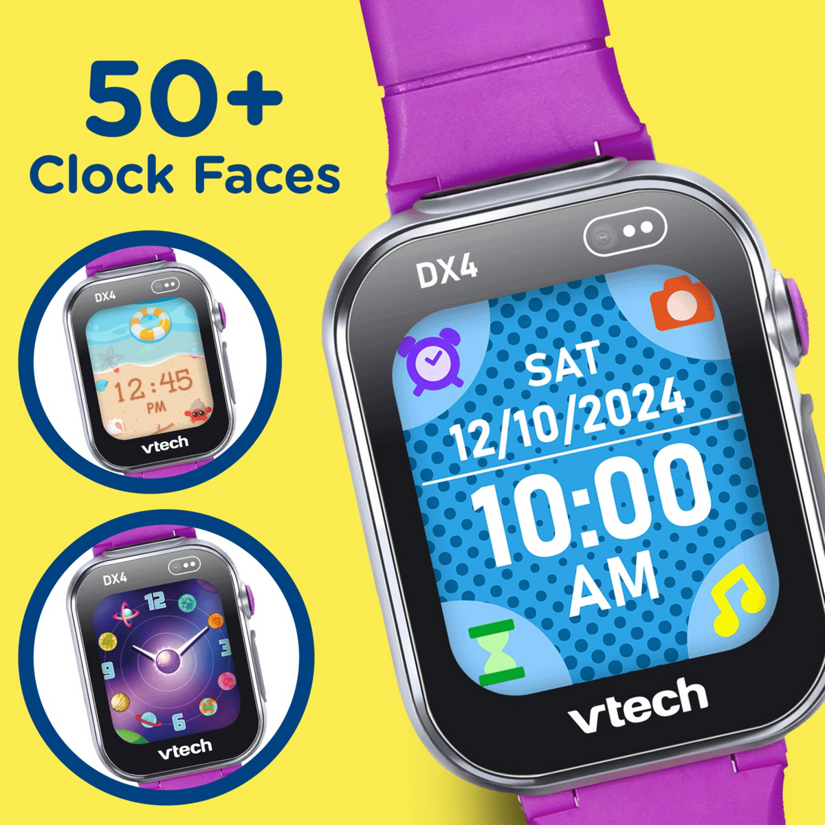 VTech KidiZoom Smartwatch DX4 - Purple: Sensory Development, Teaching Aid, No Assembly Required