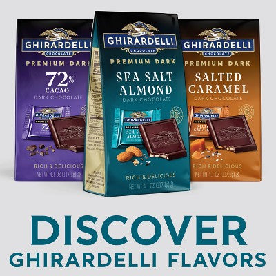 GHIRARDELLI Premium Dark Sea Salt Almond SQUARES Medium Bag - 4.12oz