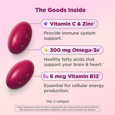 OLLY Ultra Strength Women's Multi + Omega-3 Daily Vitamin Softgels - 60ct