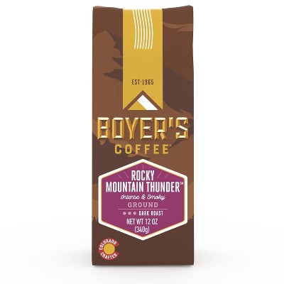 Boyer's Coffee Rocky Mountain Thunder Dark Roast Ground Coffee - 12oz: Certified Gluten-Free, Vegan