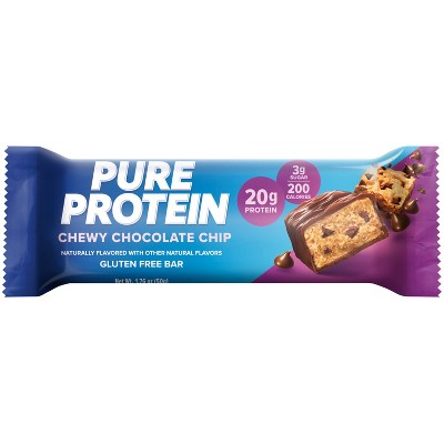 Pure Protein Chewy Chocolate Chip High Protein Snack Protein Bar - 20g Protein - 12ct: Gluten-Free, Chewy