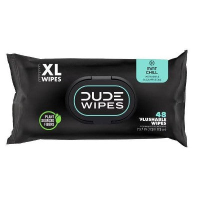 Dude Wipes Mint Chill Infused with Tea Tree Oil Flushable Personal Wipes - 48ct