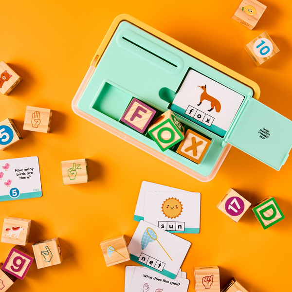 Wooden Blocks Activity - Gigglescape™: Educational Letter Blocks, Storage Box, 78 Pieces, Ages 3+