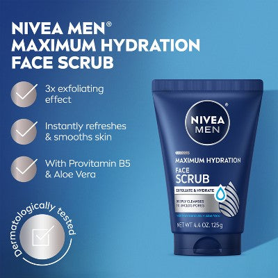 NIVEA Men Maximum Hydration Deep Cleaning Face Scrub with Aloe Vera - 4.4oz