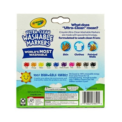 Crayola 10ct Ultra Clean Washable Broad Line Markers, School Supplies for Kids, Art Classroom Must Haves, Coloring Gift, Ages 3+