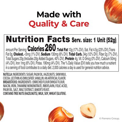 Nutella & Go! Hazelnut Spread & Breadsticks - 1.8oz/4pk: Creamy