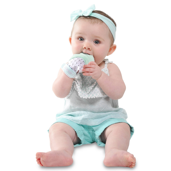 Malarkey Kids Munch Mitt Teether, Mint Green Triangles