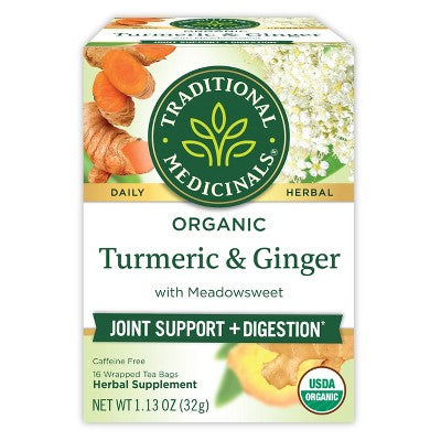 Traditional Medicinals Turmeric with Meadowsweet & Ginger - 16ct: Organic Certified, Non-Caffeinated