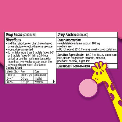 Pepto Kids Antacid Chewable Tablets, Upset Stomach Relief, Heartburn - 24ct