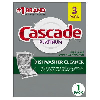 Cascade Platinum Dishwasher Cleaner - 3ct: Phosphate-Free, Scented, Tablet Form