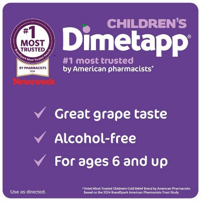 Children's Dimetapp Cough & Cold Relief Liquid - Dextromethorphan - Grape - 4 fl oz
