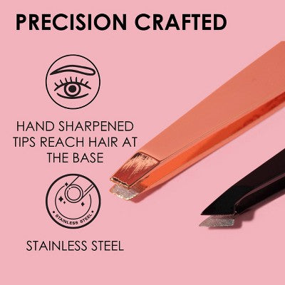 JAPONESQUE Pointed-Slant & Slant Tweezers - Rose Gold
