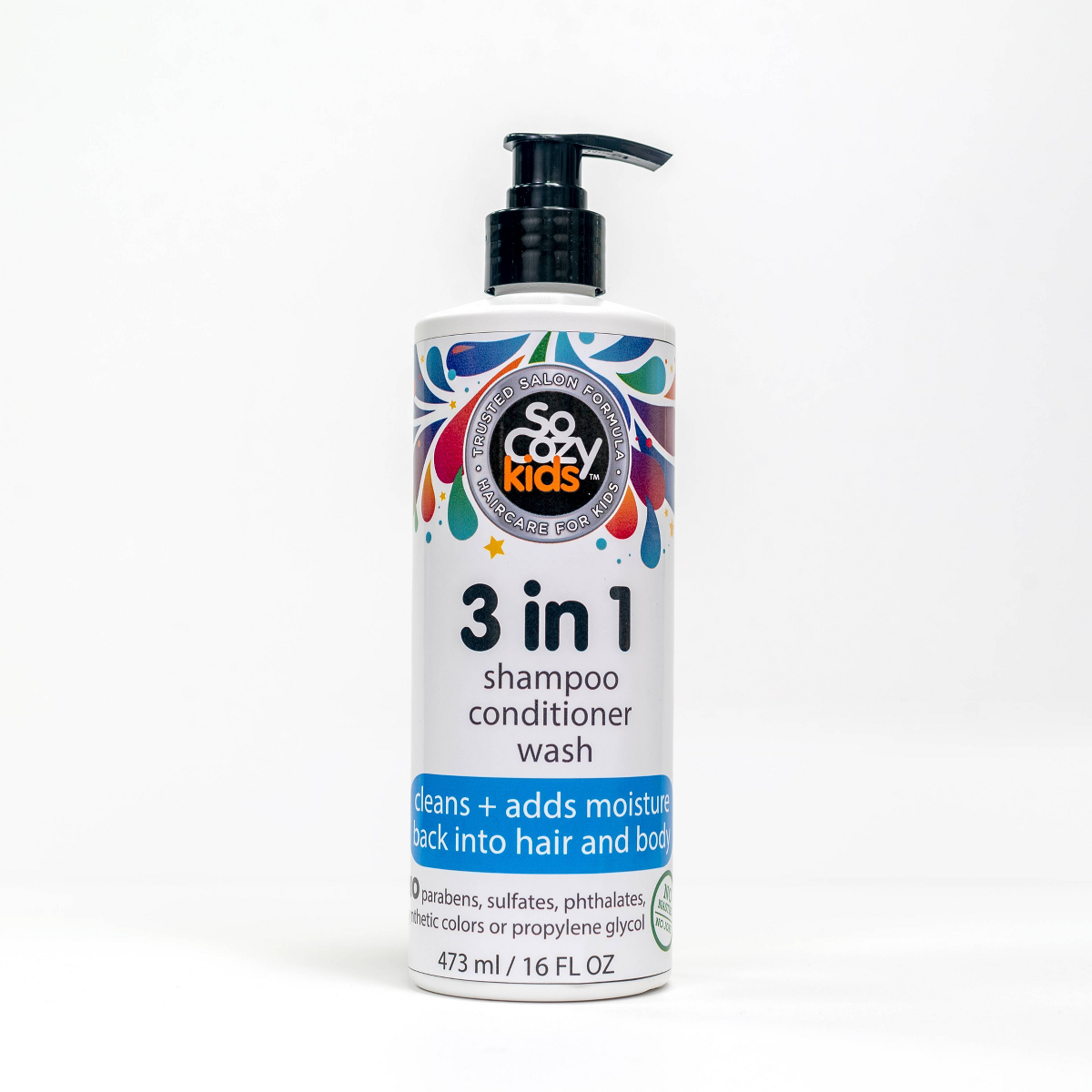 SoCozy Kids' 3-in-1 Shampoo + Conditioner + Body Wash, 16 fl oz
