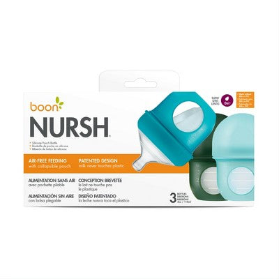 Boon NURSH Silicone Pouch Baby Bottles - 4 fl oz/3pk