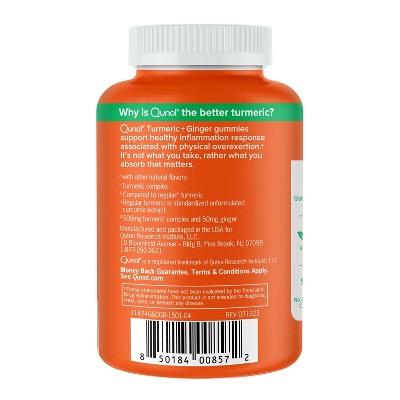 Qunol Turmeric + Ginger Vitamin Vegan Gummies - 60ct