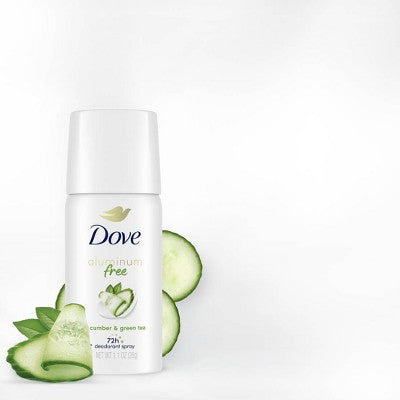 Dove Beauty Aluminum Free Mini Deodorant Spray - Cucumber & Green Tea - Travel Size - 1.1oz