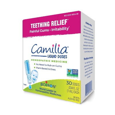 Boiron Camilia Teething Drops for Daytime and Nighttime Relief of Painful or Swollen Gums and Irritability in Babies - 30ct